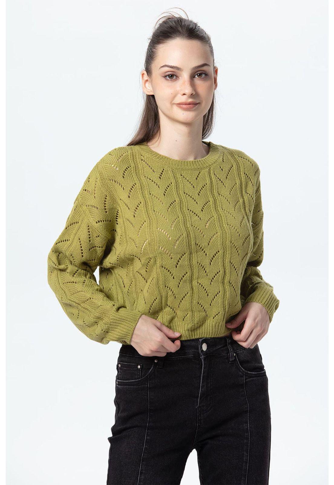 Sweater Mujer Calado Verde Agua-0