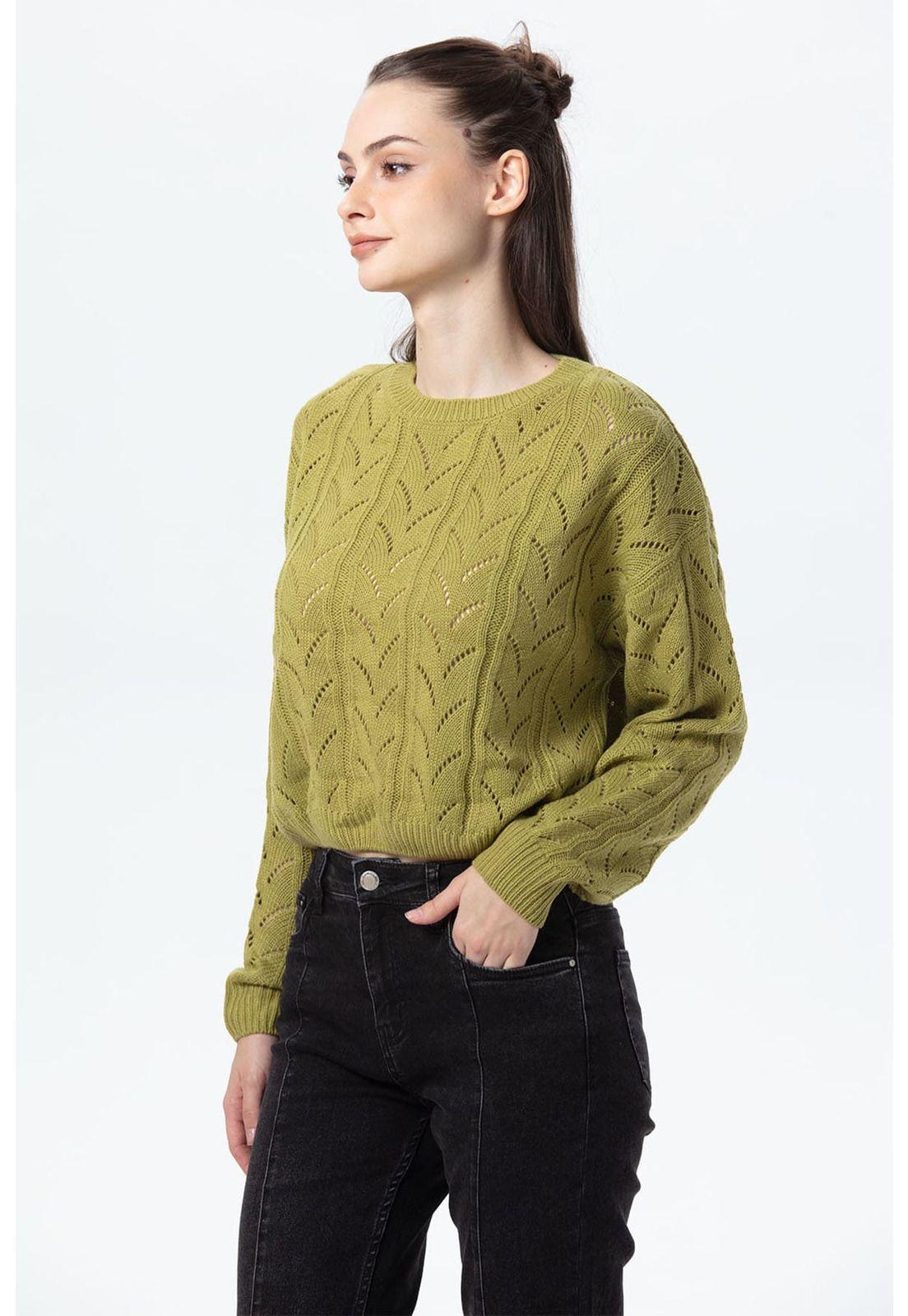Sweater Mujer Calado Verde Agua-1