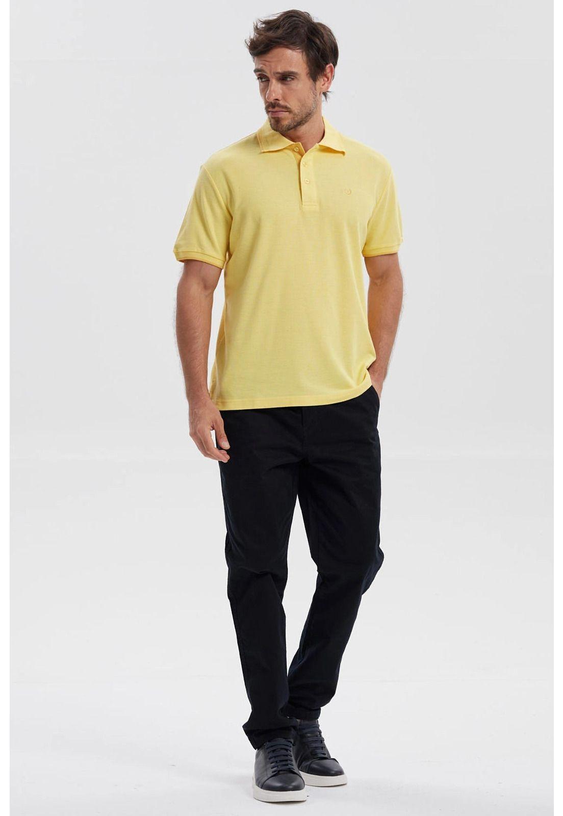 Polera Hombre Piqué Básica Lisa Amarillo - lV-3
