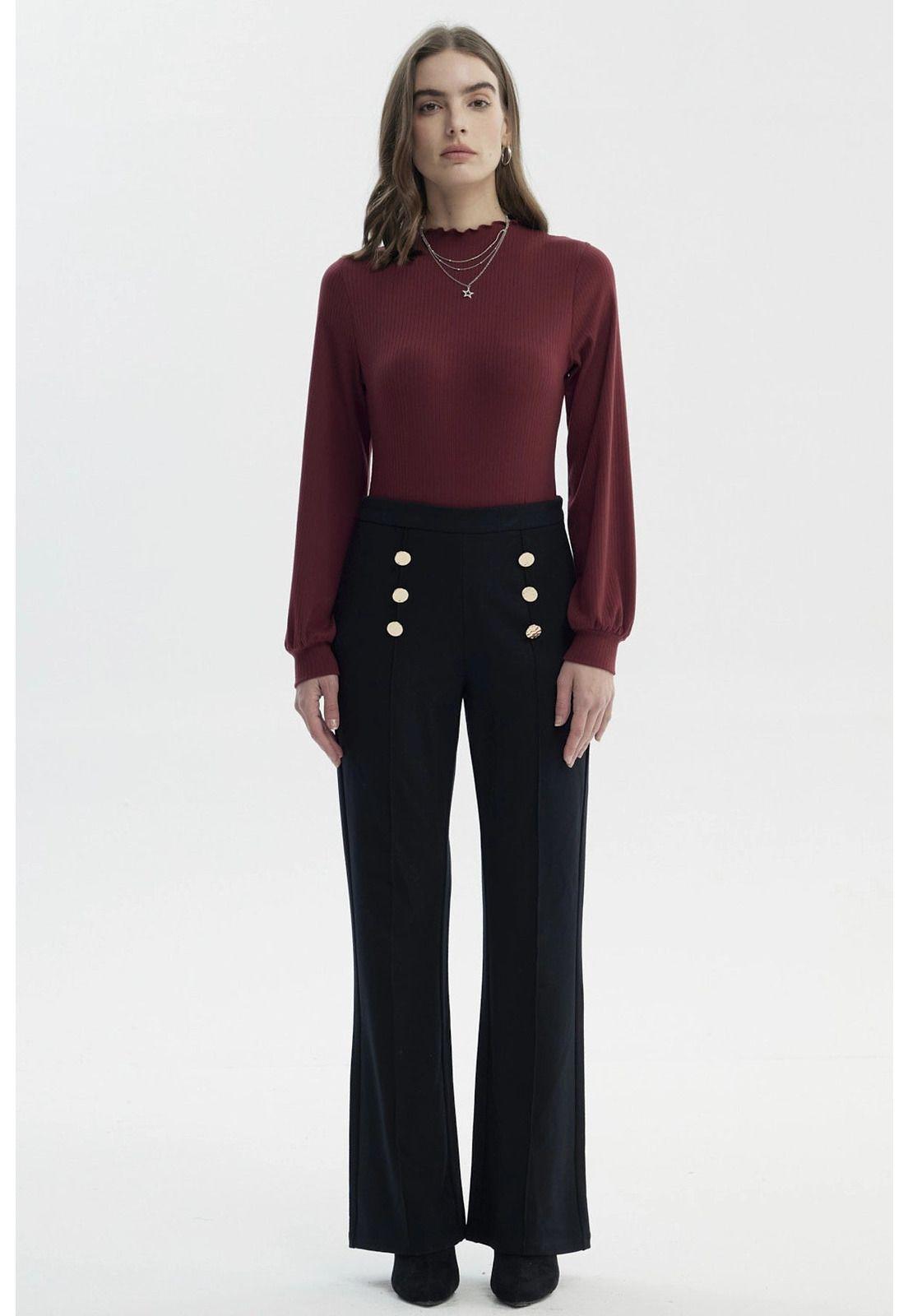 Pantalón Mujer Flare Negro - V-3