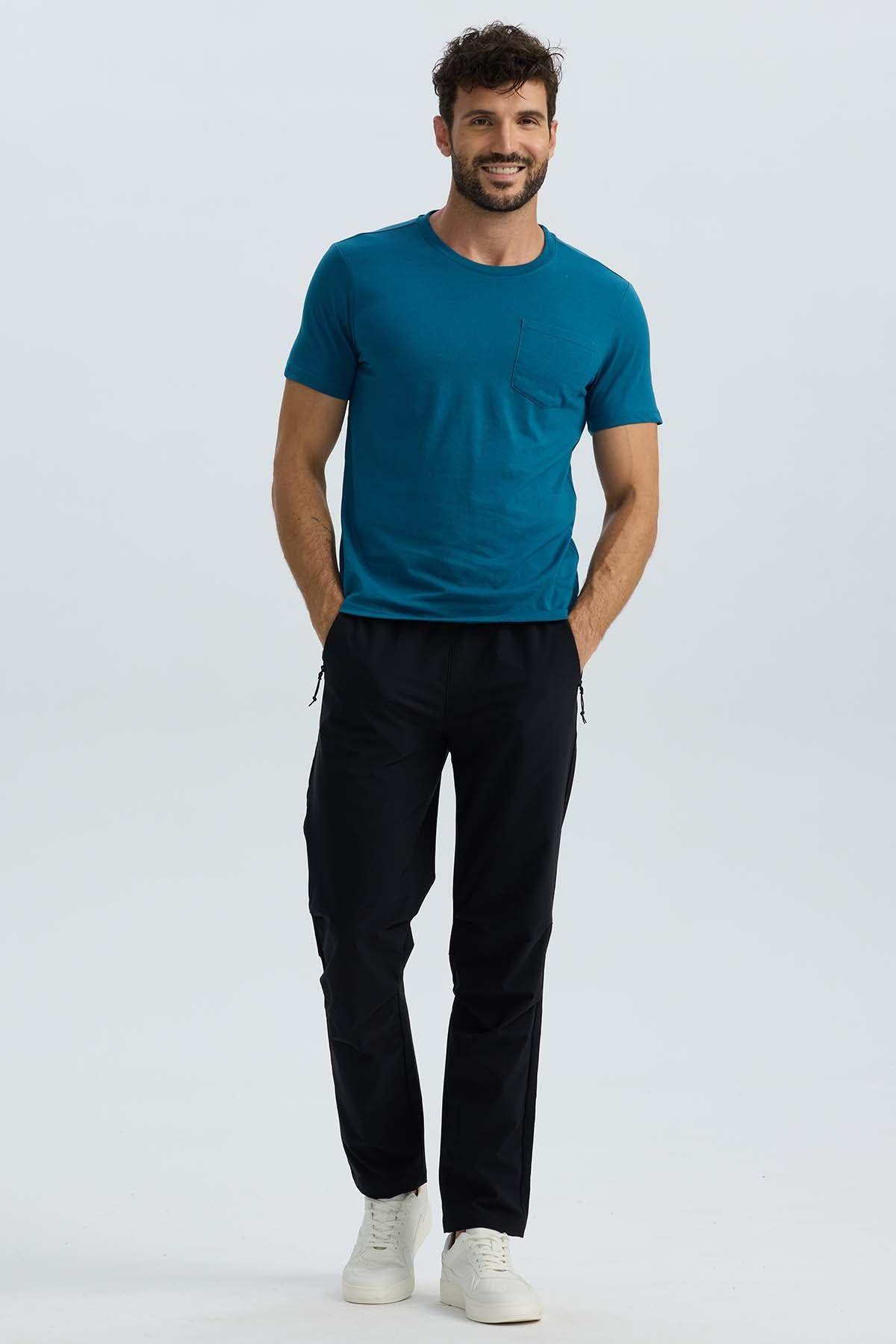 Polera Hombre Básica Con Bolsillo Petroleo-0