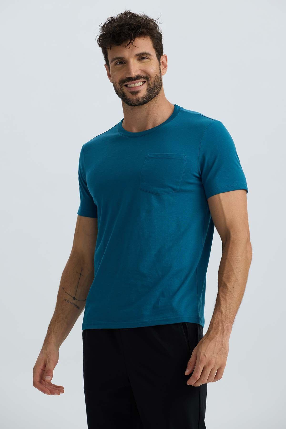 Polera Hombre Básica Con Bolsillo Petroleo-2