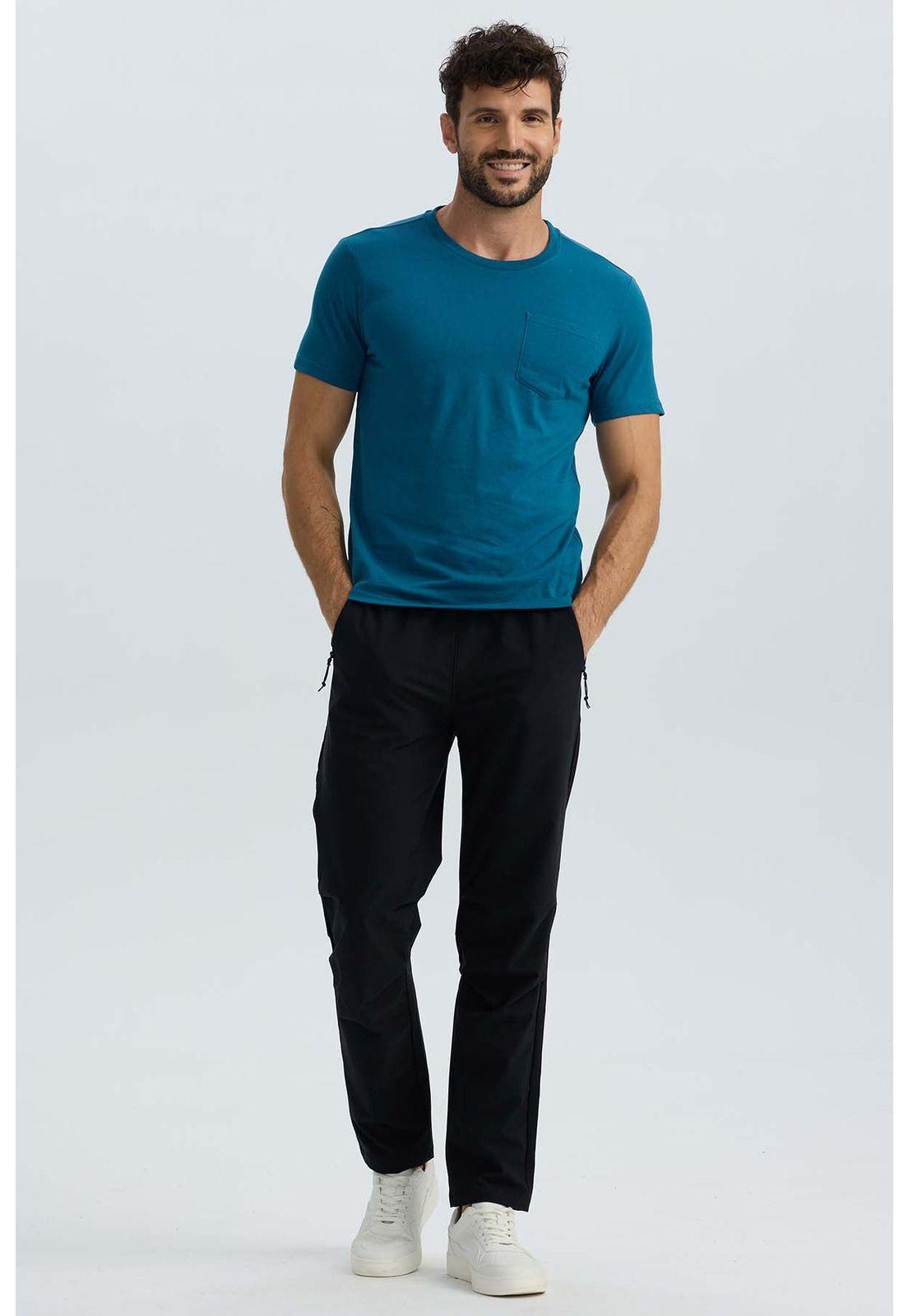 Polera Hombre Básica Con Bolsillo Petróleo-3