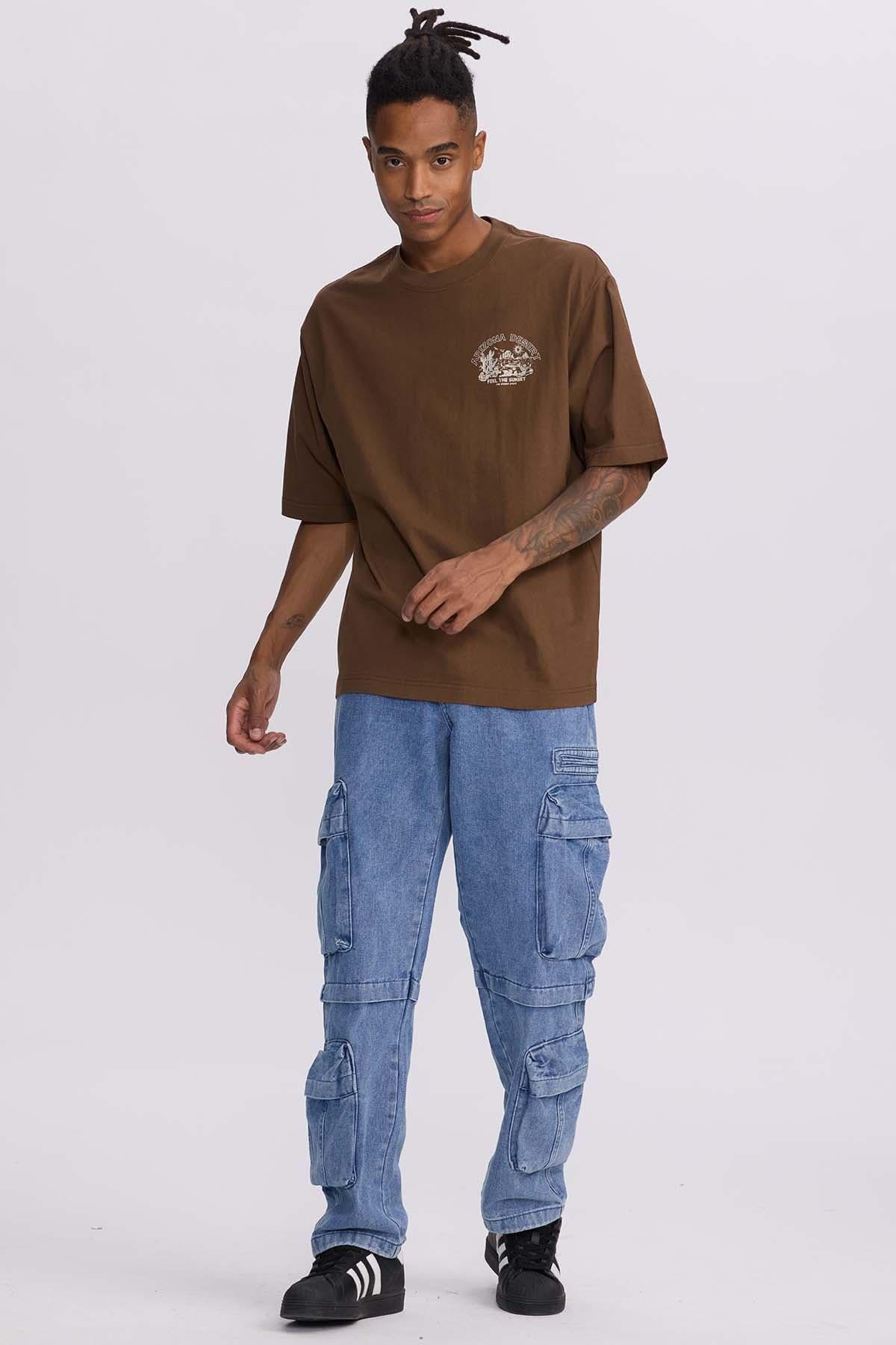 Polera Hombre Doble Print Wester Chocolate-3