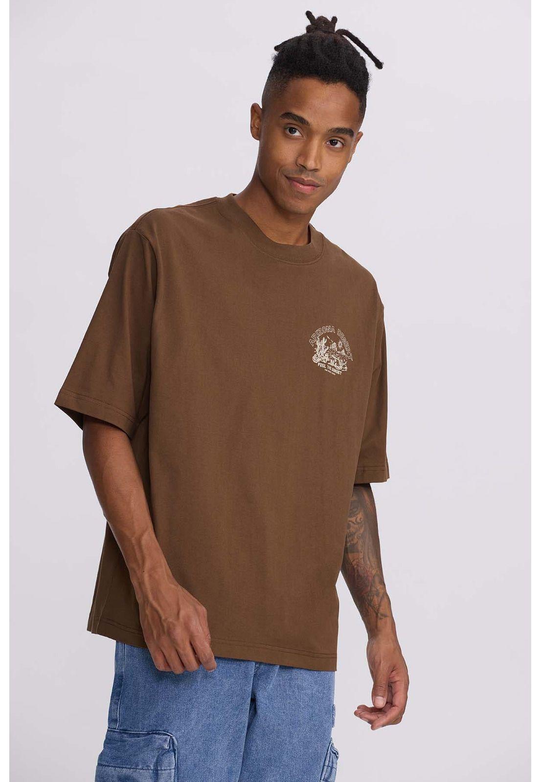 Polera Hombre Doble Print Wester Chocolate-1