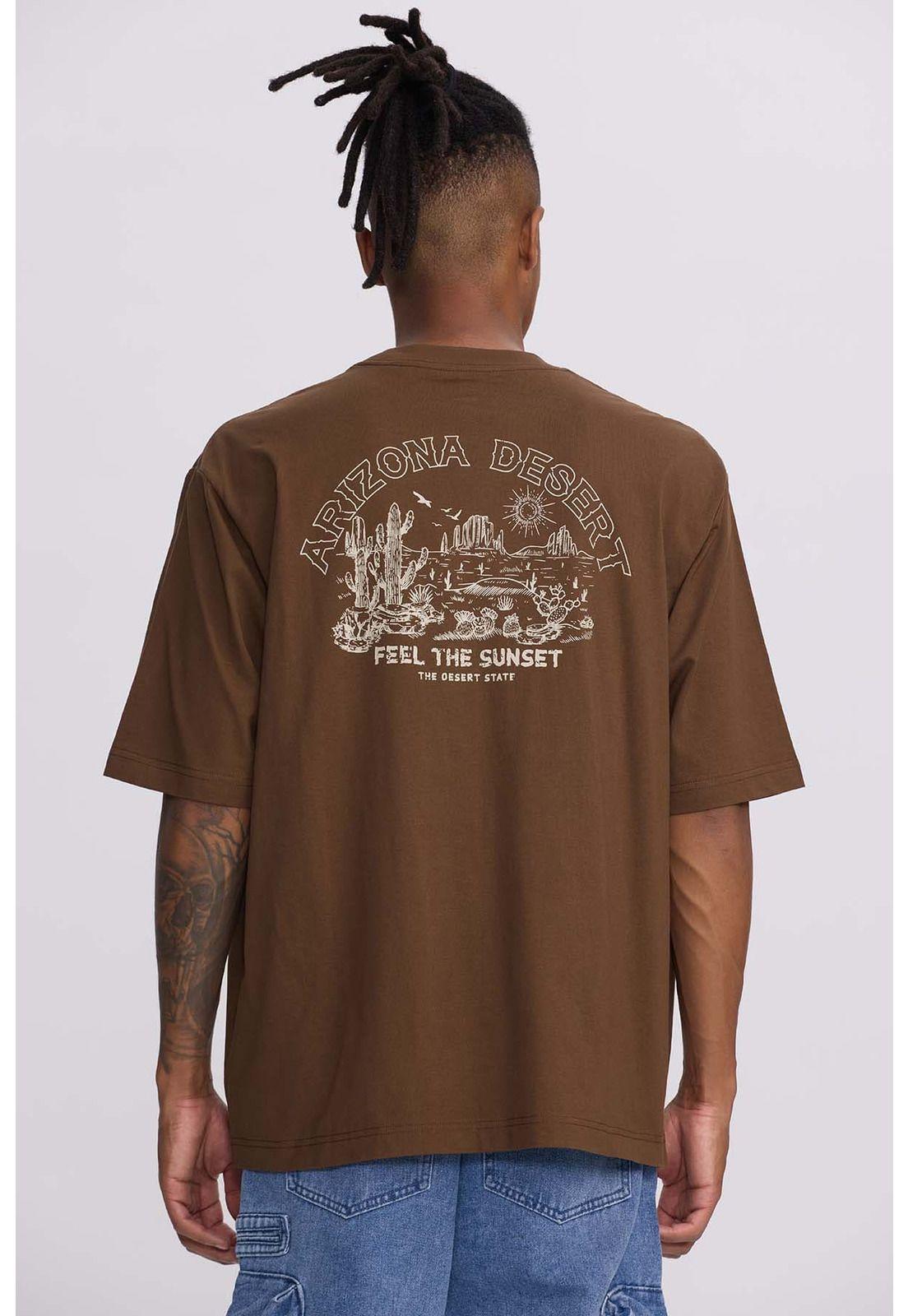 Polera Hombre Doble Print Wester Chocolate-2