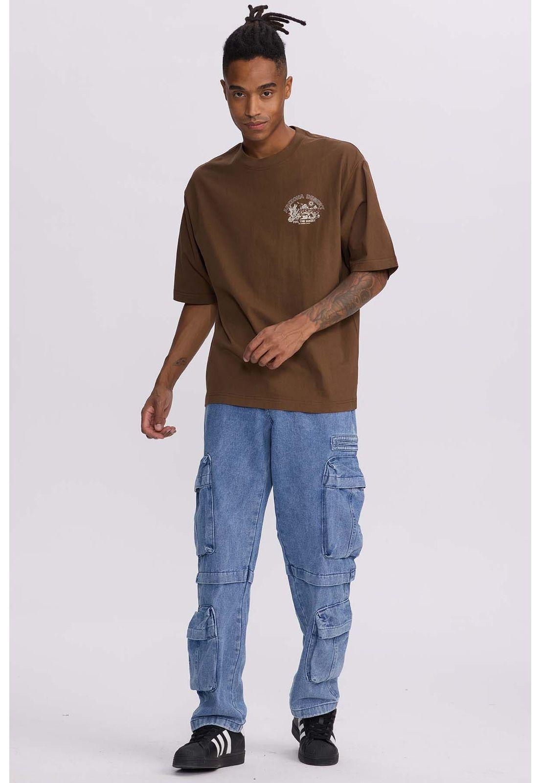 Polera Hombre Doble Print Wester Chocolate-3