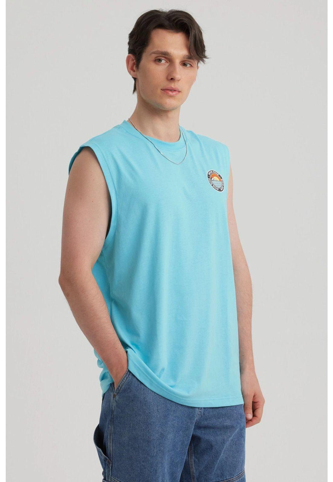 Polera Hombre Doble Print Turquesa-3