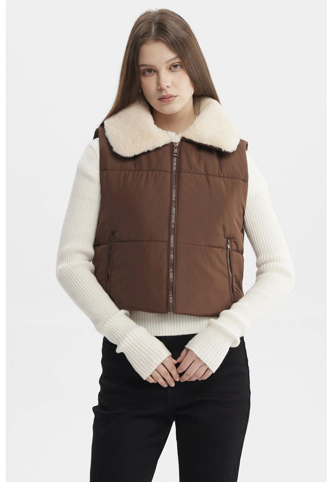 Parka Mujer Liso Full Zipper Café-0
