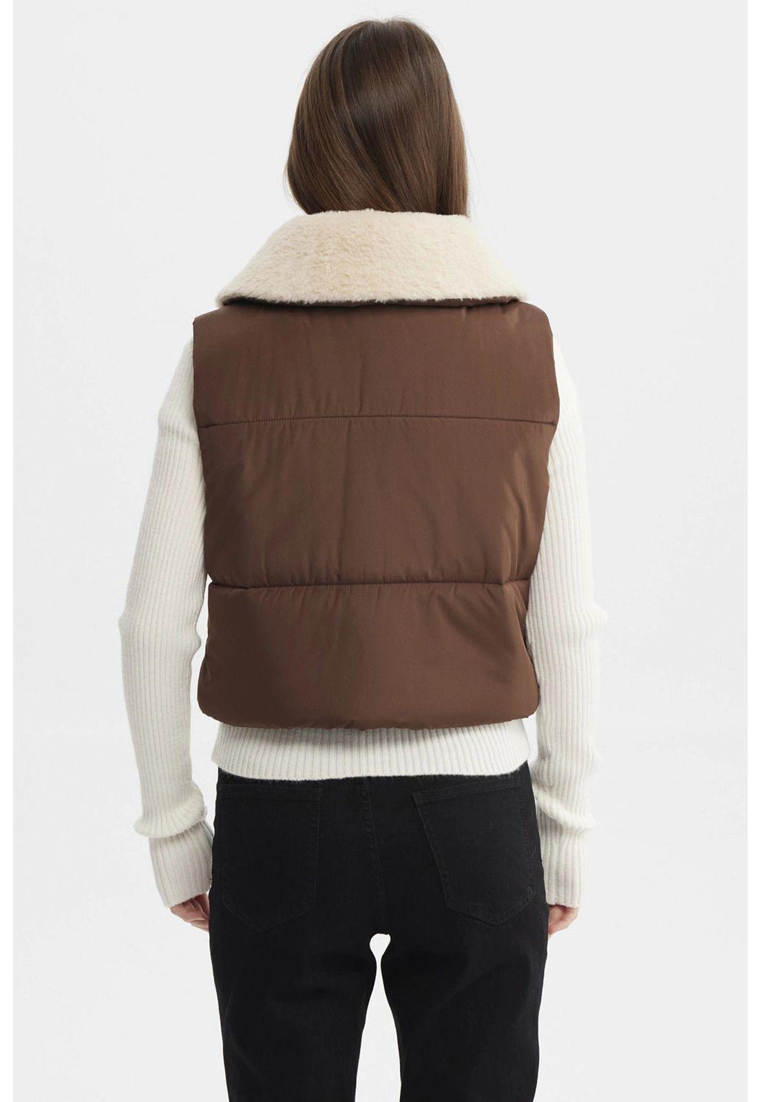 Parka Mujer Liso Full Zipper Café-2