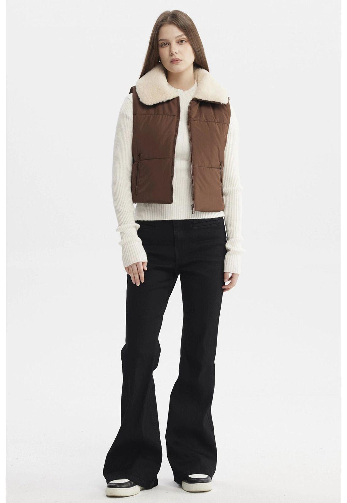 Parka Mujer Liso Full Zipper Café-3