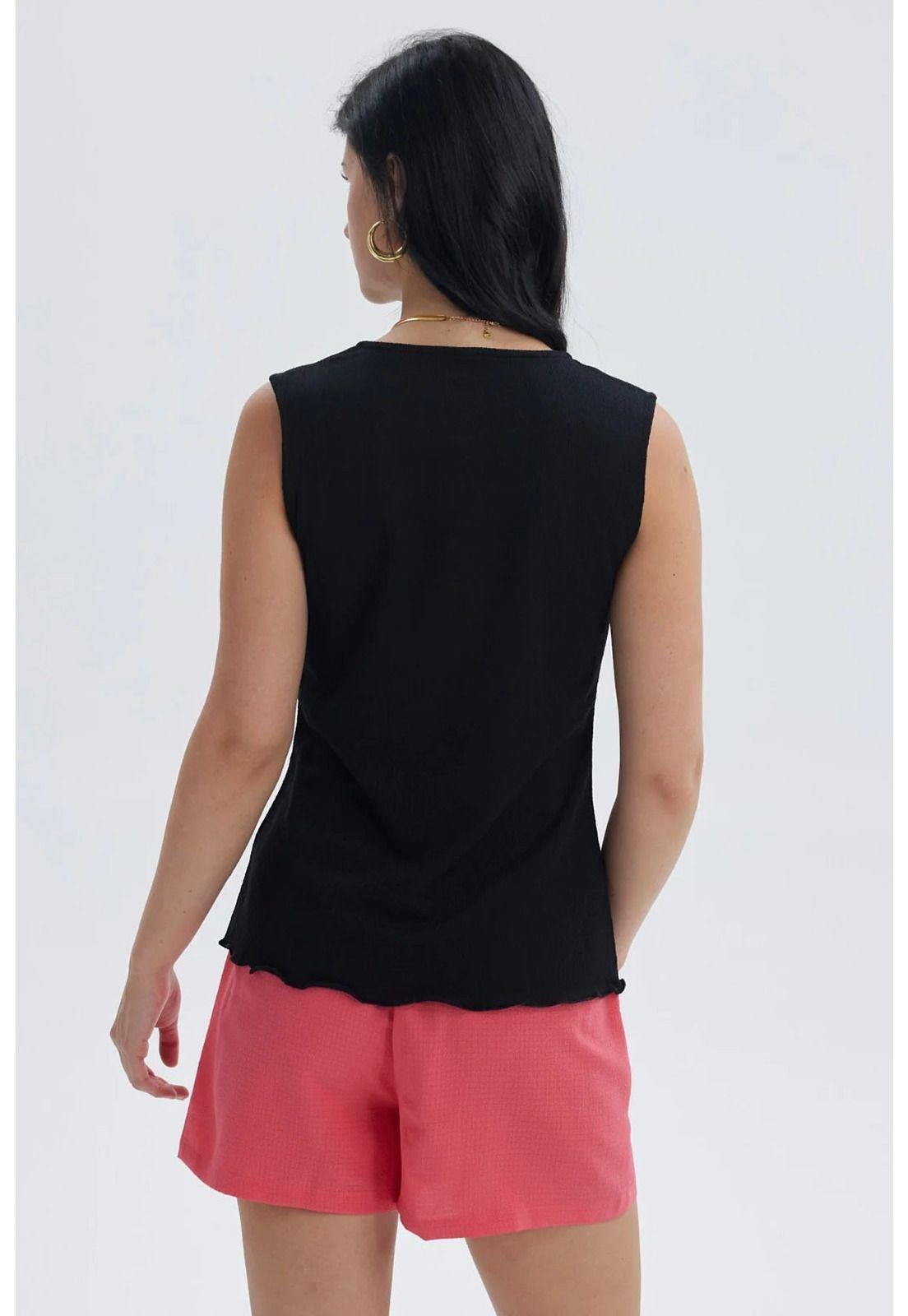 Polera Mujer Aplicación Botones Negro-2