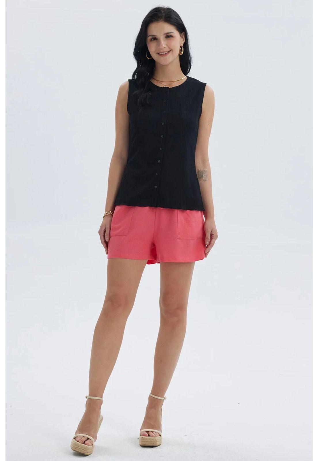 Polera Mujer Aplicación Botones Negro-3