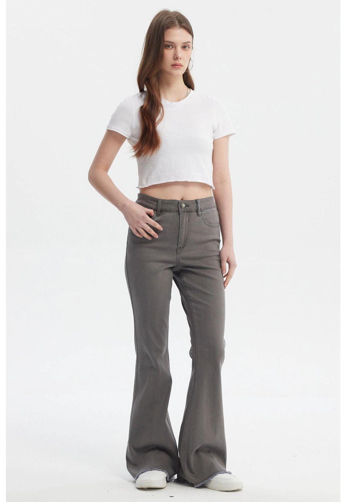 Jeans Mujer Flare Monse Gris - ll-3