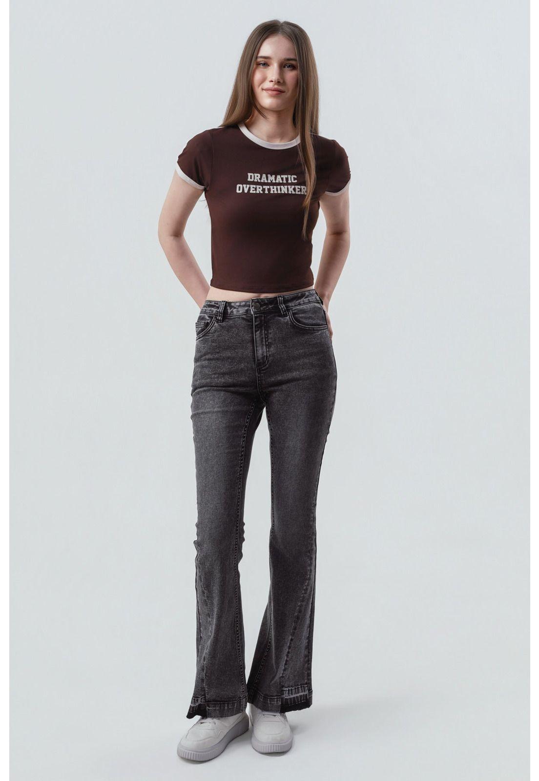 Polera Mujer Contraste Y Print Chocolate-3