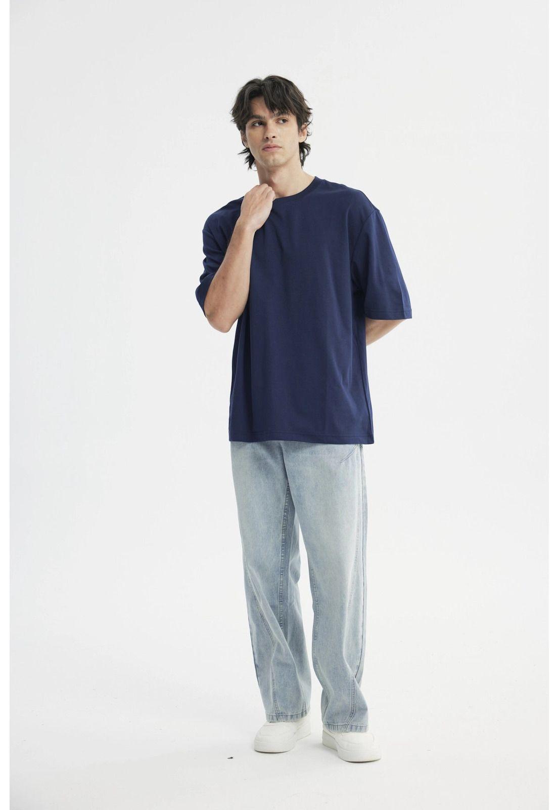 Polera Hombre Oversize Azul Marino-3