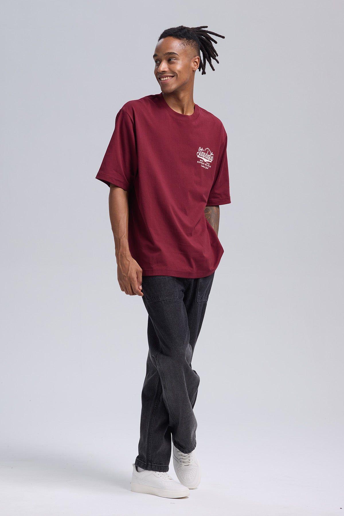 Polera Hombre Print Desert Burdeo-3