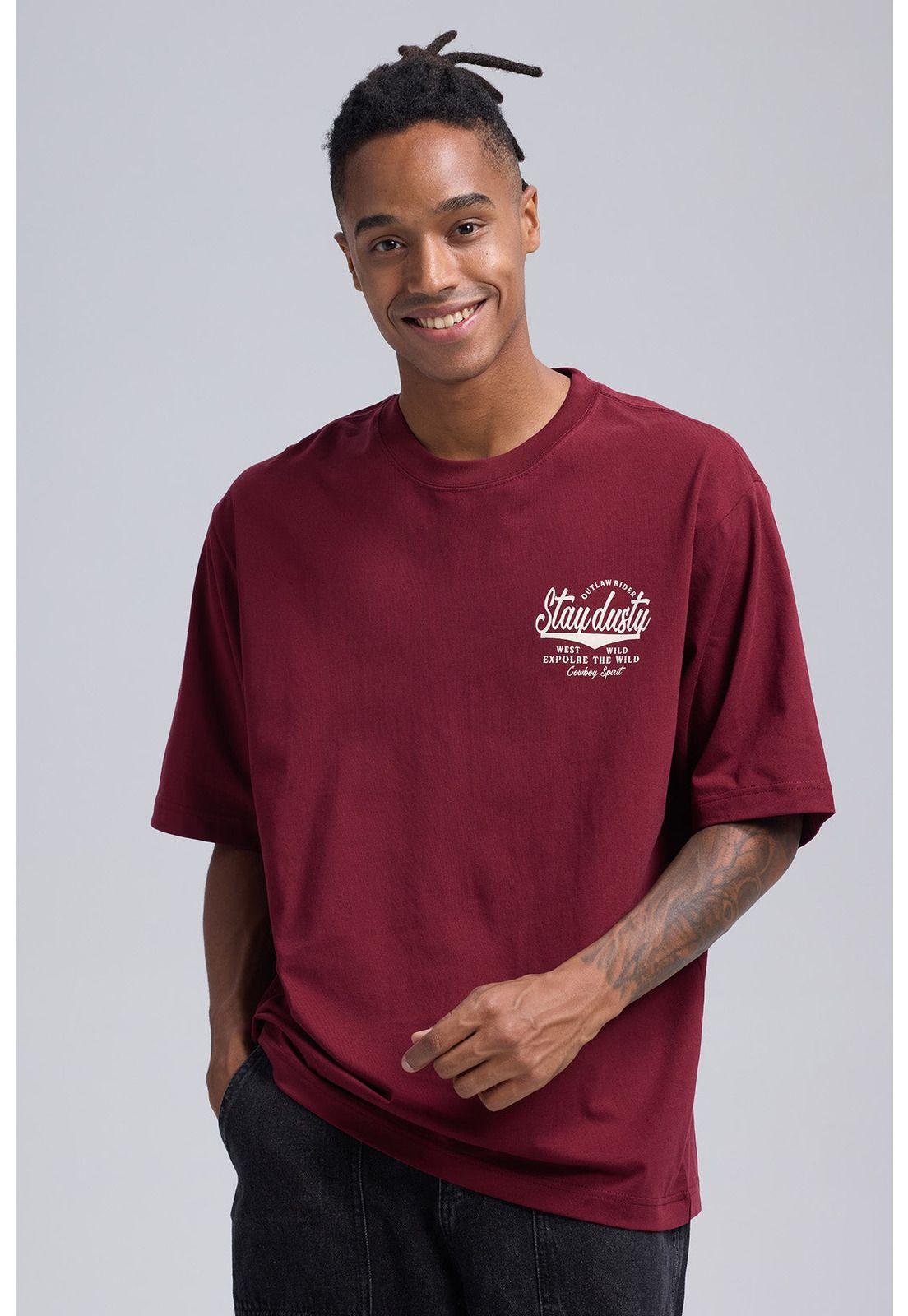 Polera Hombre Print Desert Burdeo-0