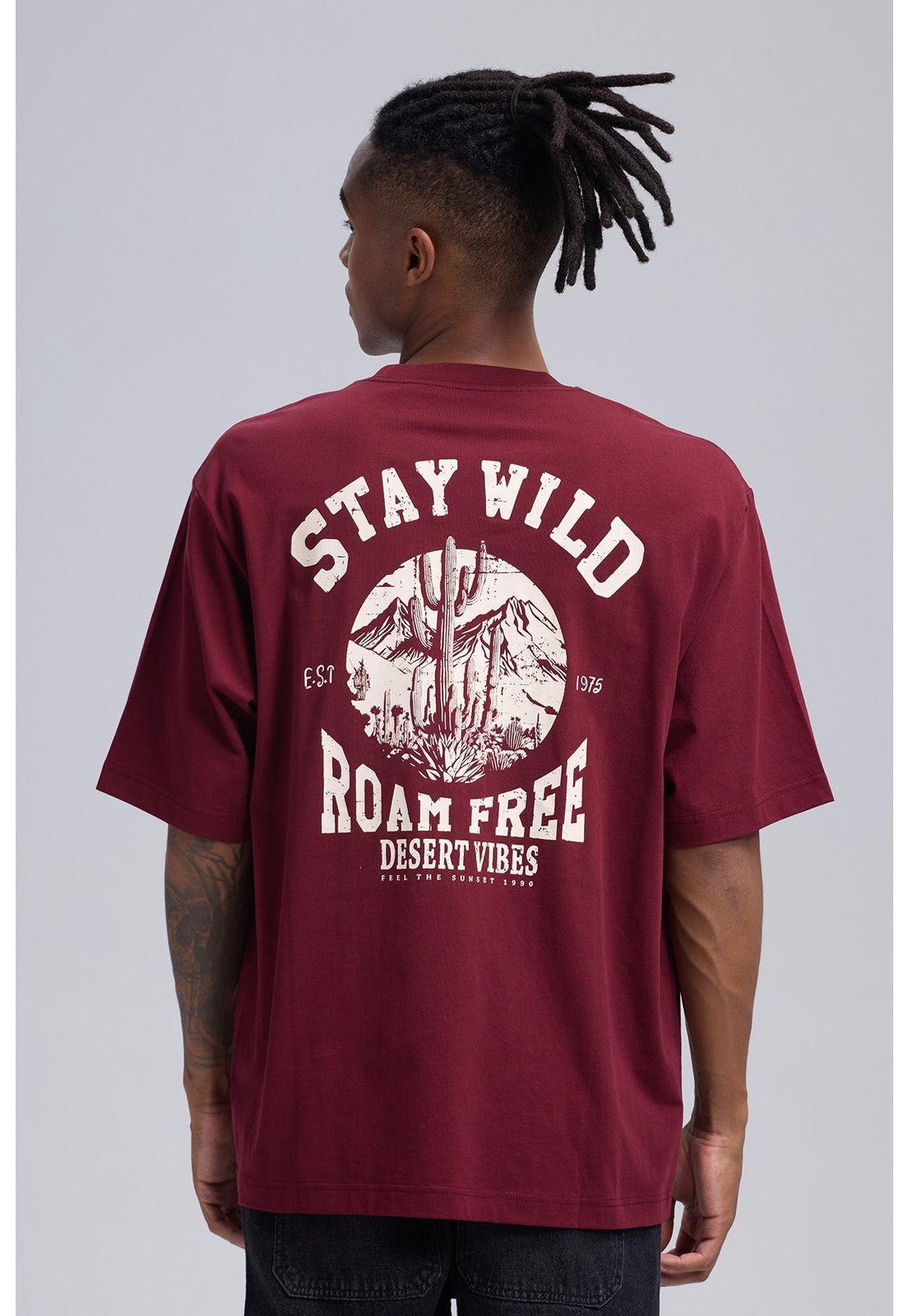 Polera Hombre Print Desert Burdeo-1