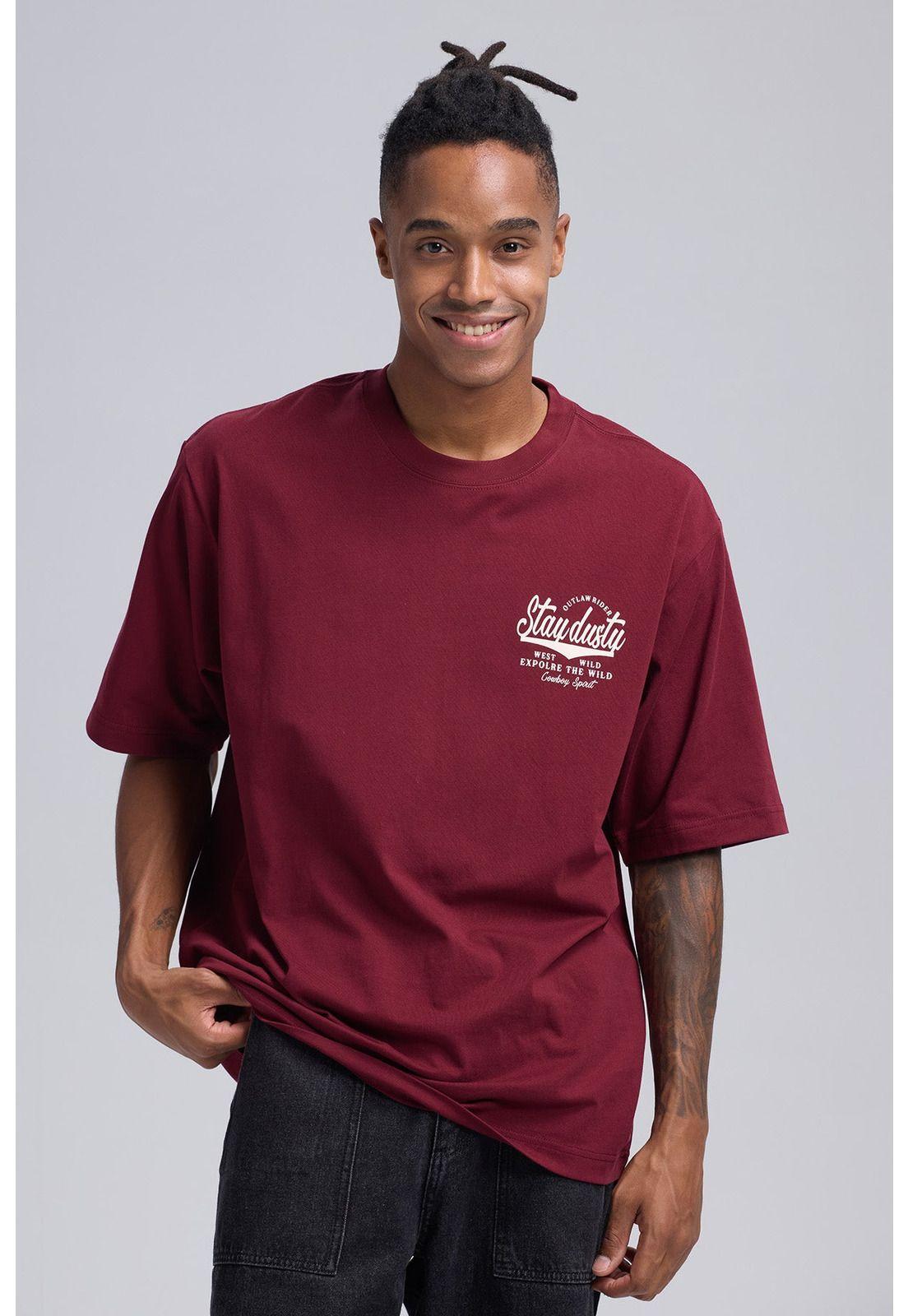 Polera Hombre Print Desert Burdeo-2