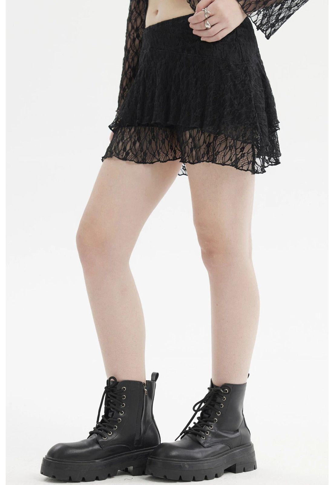 Falda Mujer Encaje Negro-1