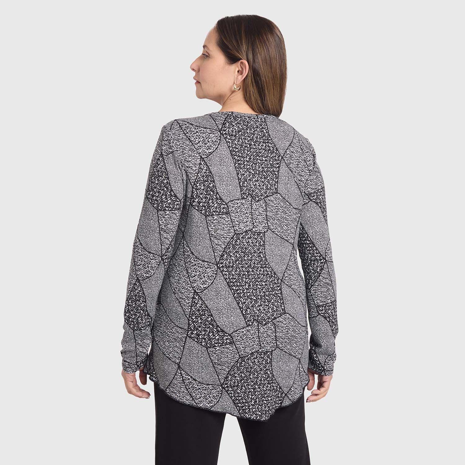 Sweater Mujer Cerrado Negro / Blanco-2