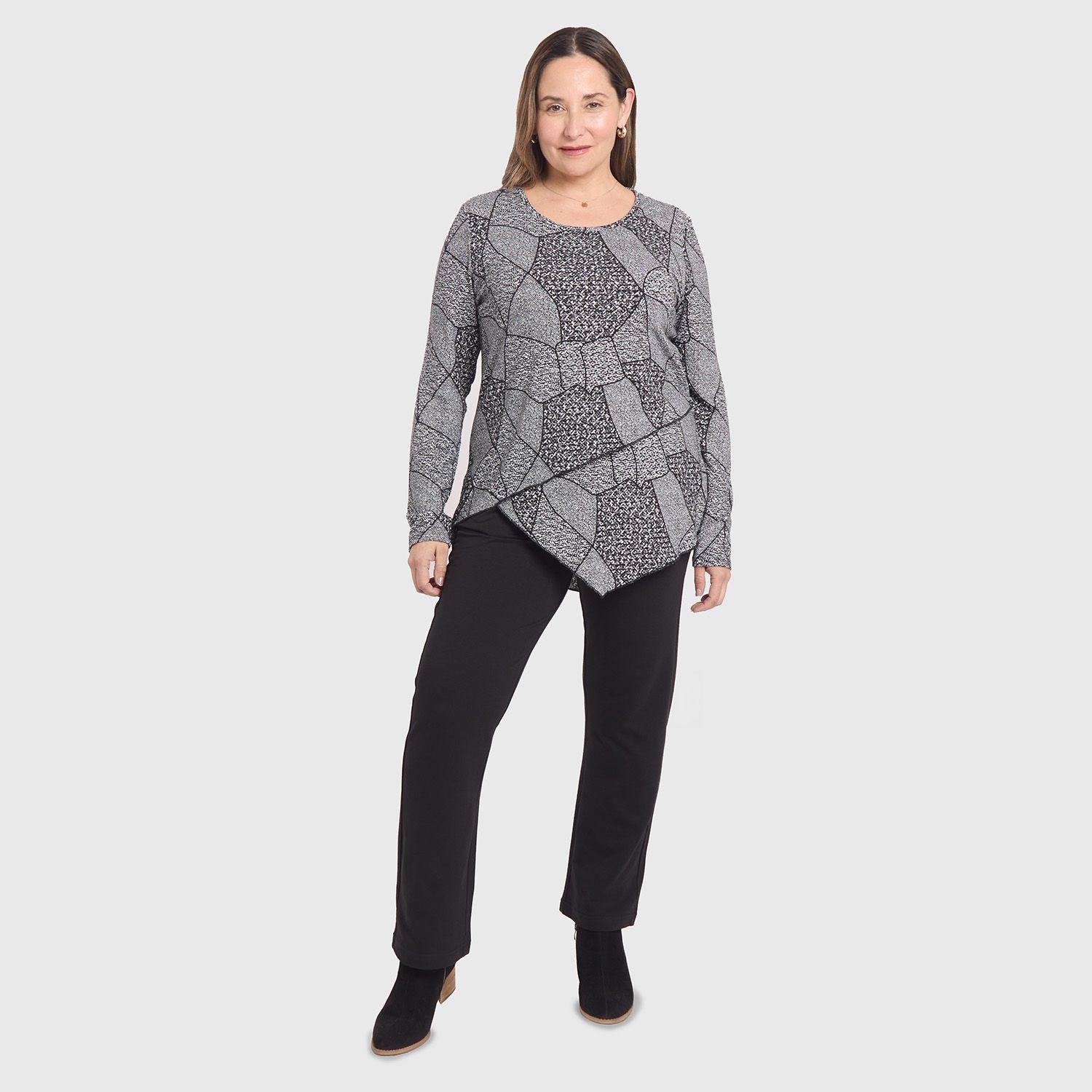 Sweater Mujer Cerrado Negro / Blanco-3