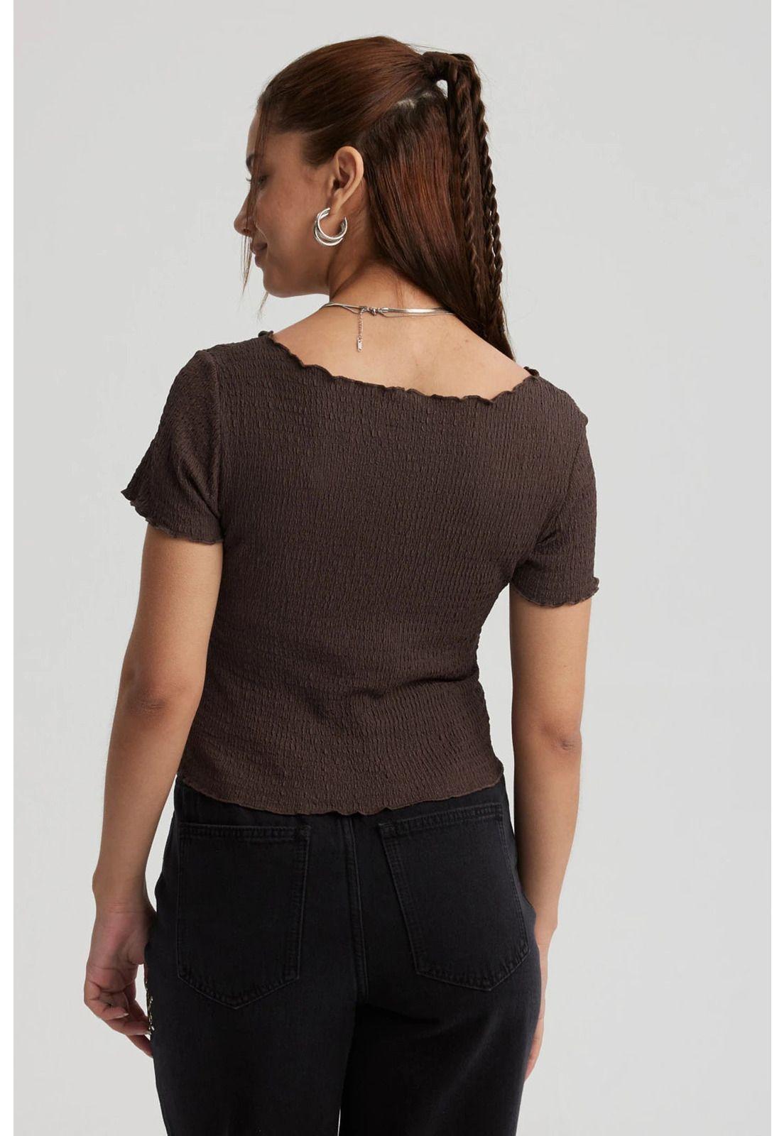 Polera Mujer Con Bardot Detalles Café Oscuro-2