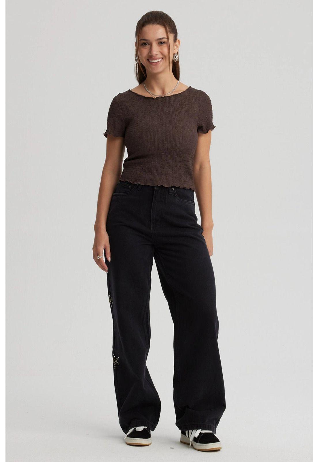 Polera Mujer Con Bardot Detalles Café Oscuro-3