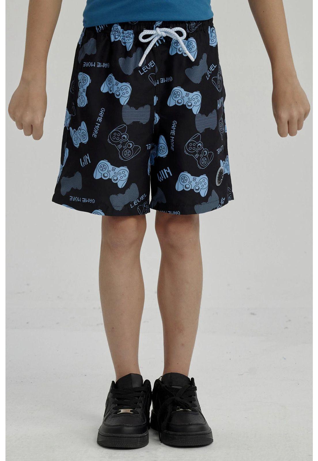 Short de Baño Niño Básico Print Negro- ll-0