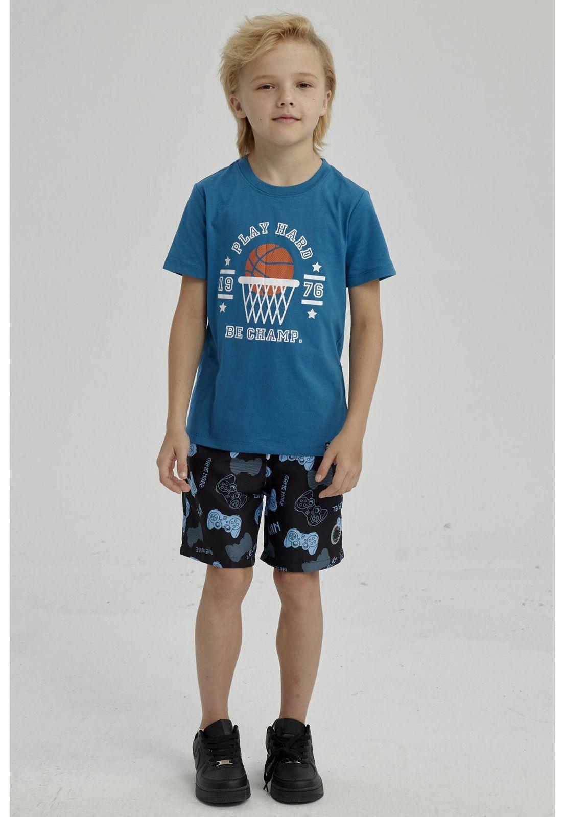 Short de Baño Niño Básico Print Negro- ll-3