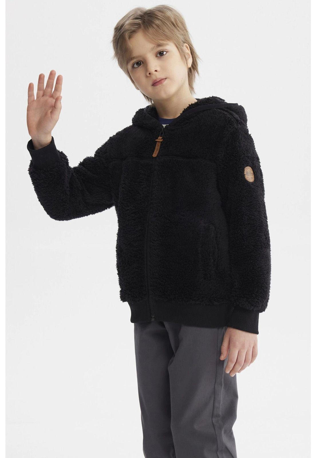 Polar Niño Básico Peludo Negro-1