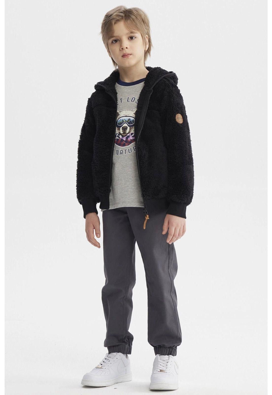 Polar Niño Básico Peludo Negro-3