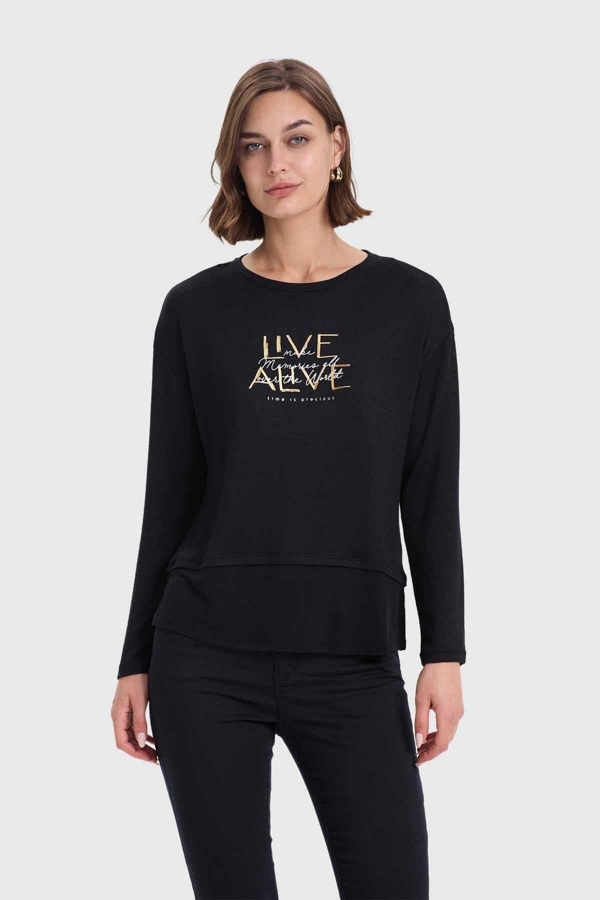Sweater Mujer Con Faldón Negro-0