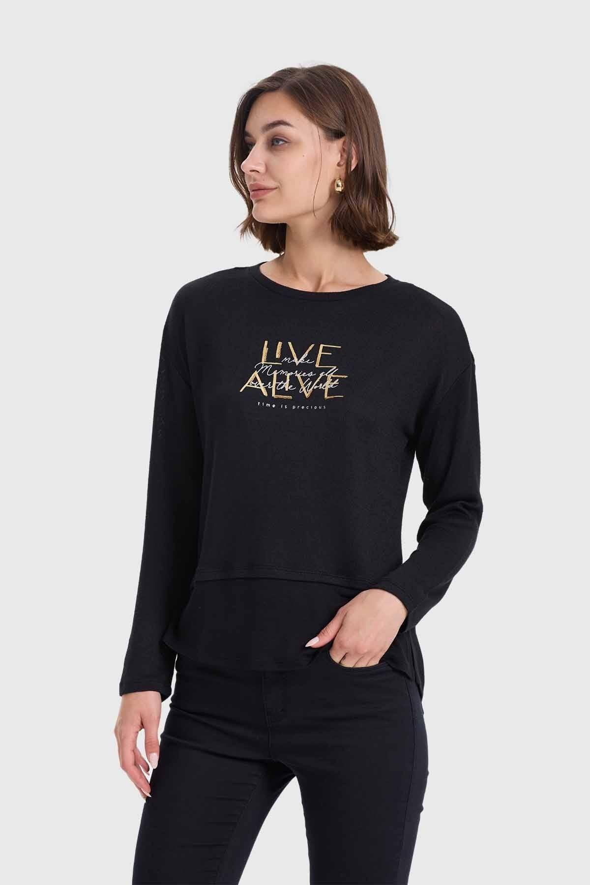 Sweater Mujer Con Faldón Negro-1