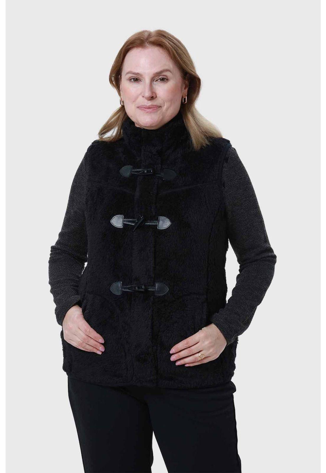 Polar Mujer Peludo Estilo Montgomery Negro-0