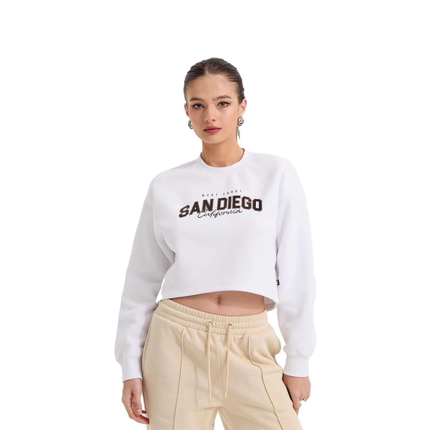 Polerón Mujer Crop Blanco Fashion's Park-0