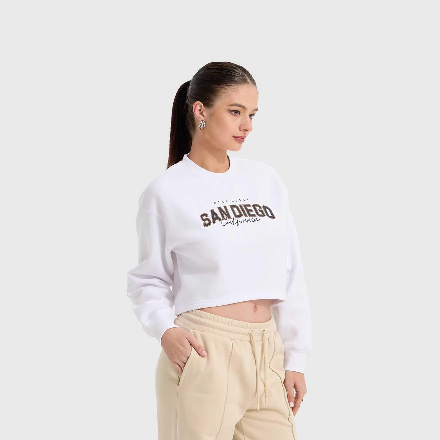 Polerón Mujer Crop Blanco Fashion's Park-1