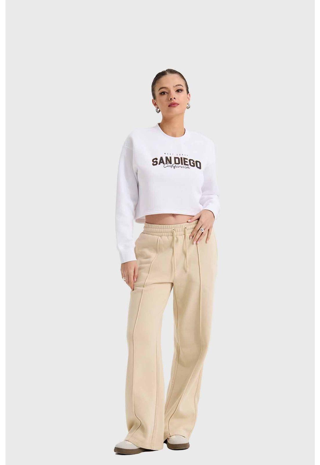 Polerón Mujer Crop Blanco-3