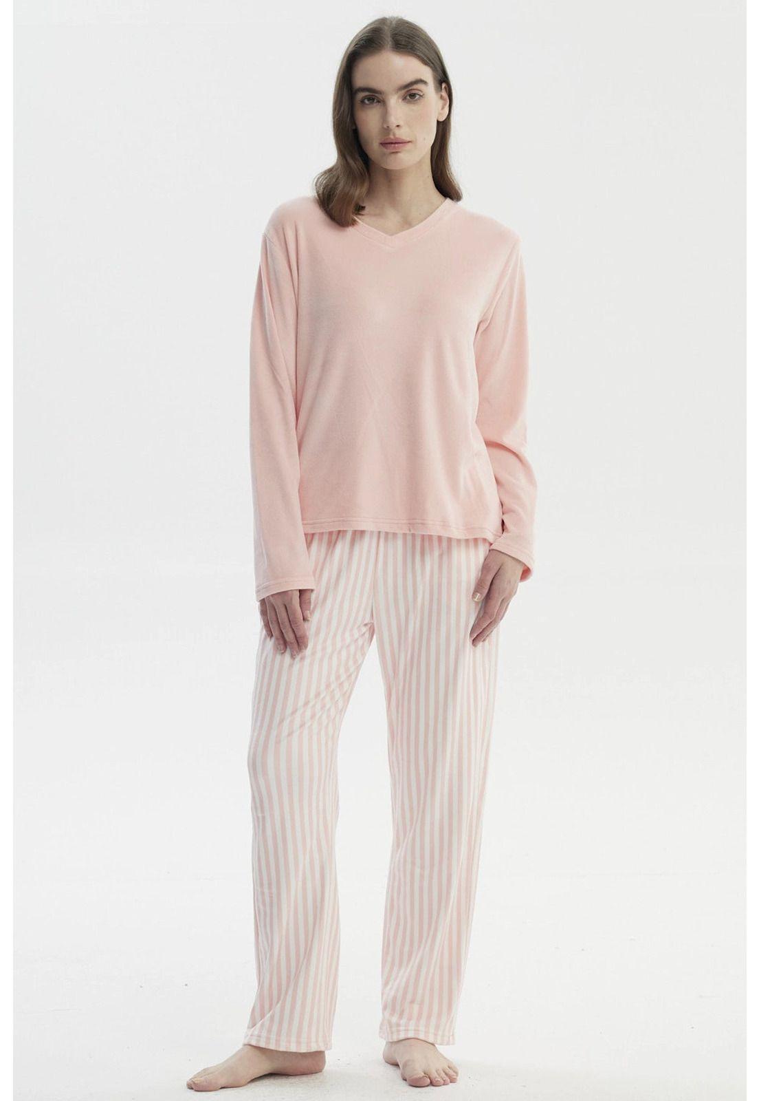 Pijama Mujer Polera Y Pantalón Rosado-0