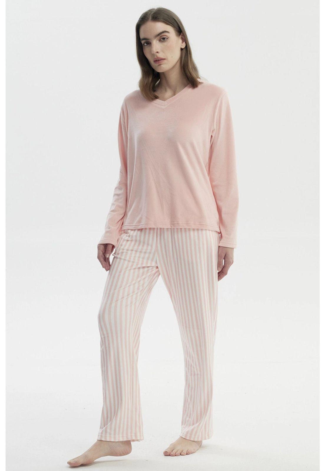 Pijama Mujer Polera Y Pantalón Rosado-3