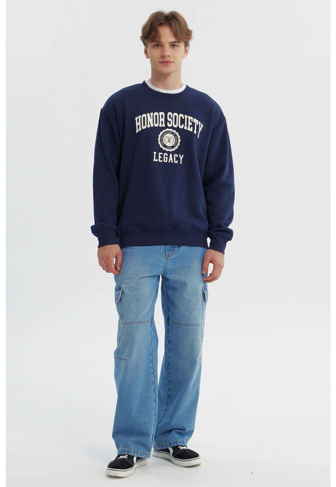 Polerón Hombre Oversize Azul Marino-3