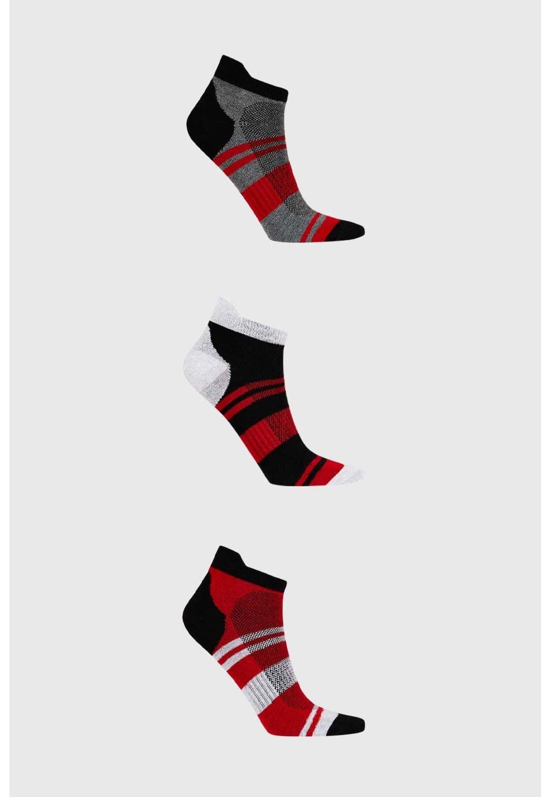 Calceta Deportiva Hombre Tripack Hombre Rojo-0