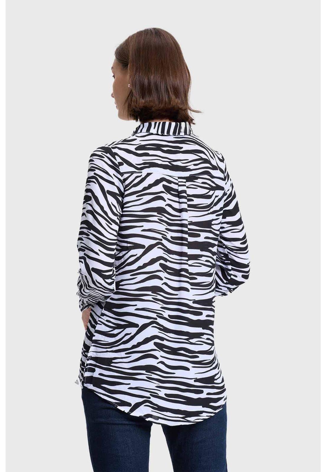 Blusa Mujer Abotonada 2 Bolsillos Negro-2