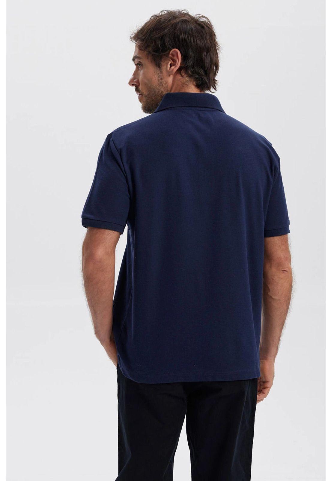 Polera Hombre Piqué Básica Lisa Azul Marino - lll-2