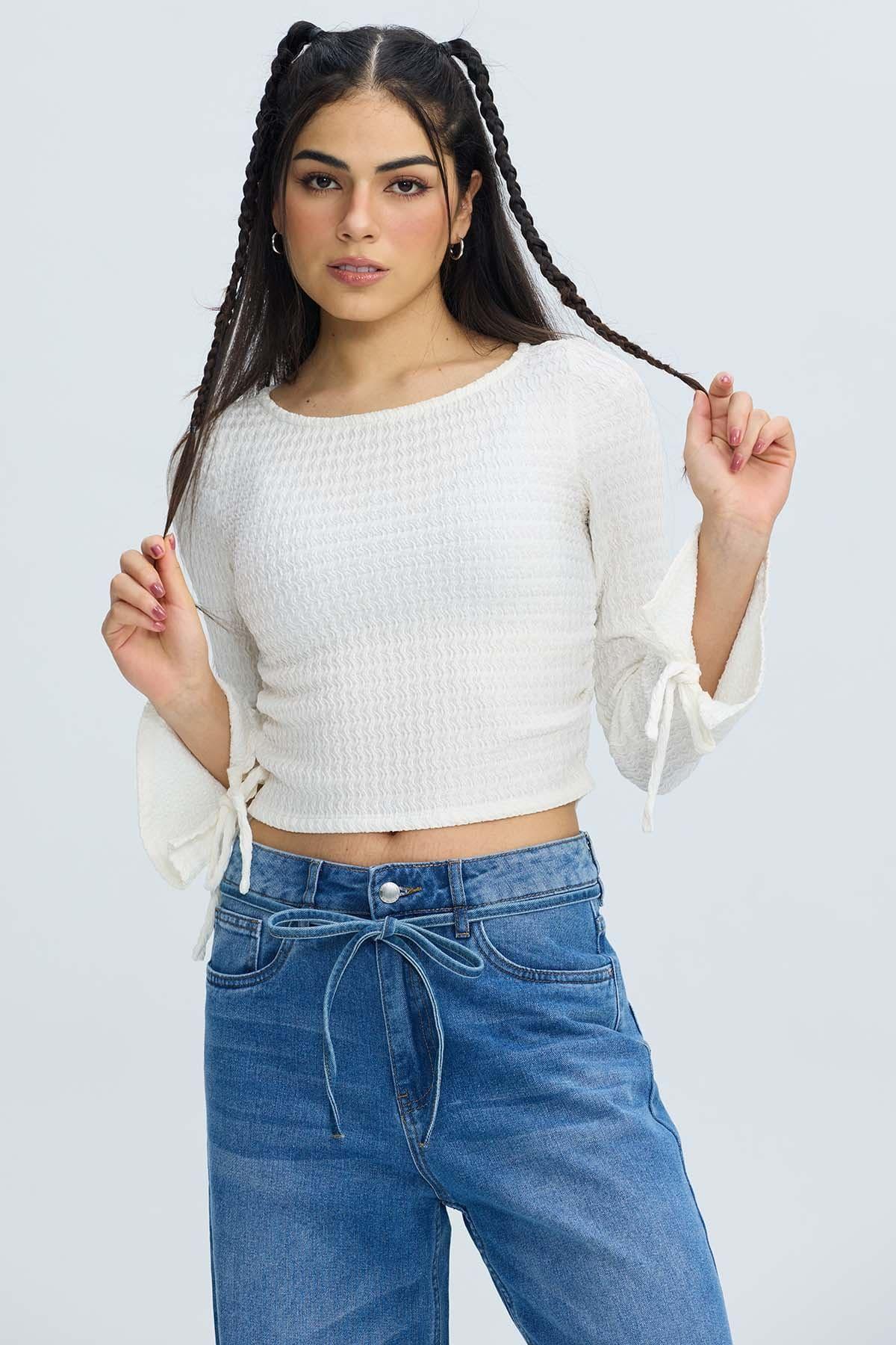 Polera Mujer Tiras Crudo-0