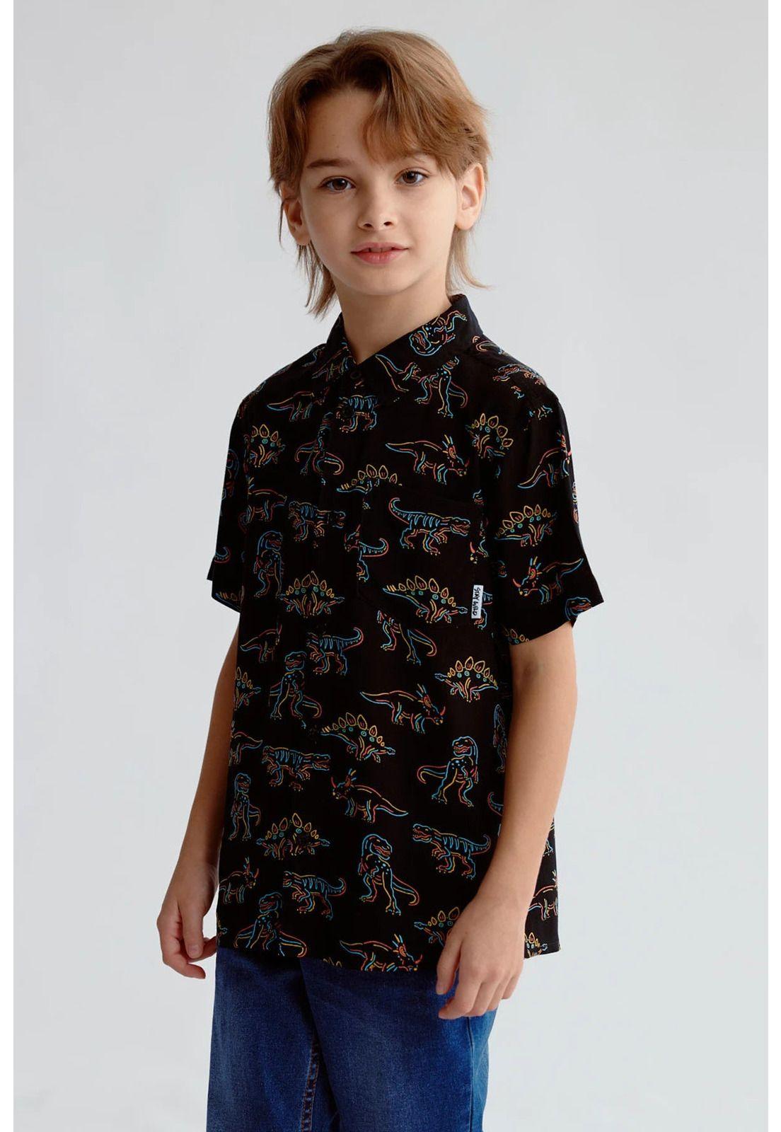 Camisa Niño Guayabera Negro-1