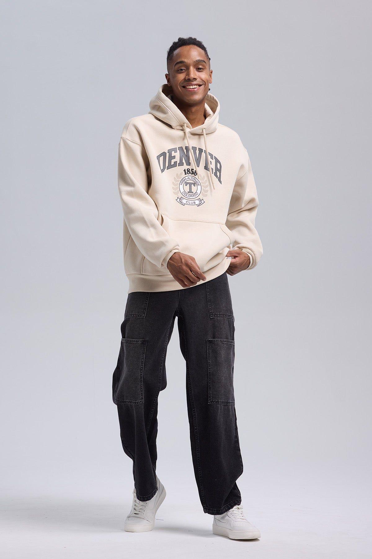 Polerón Hombre Print College Beige-3