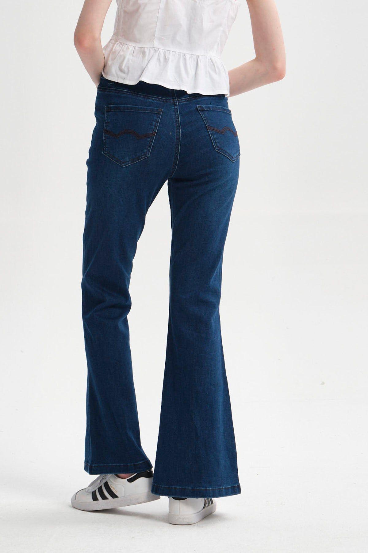 Jeans Mujer Flare Triangle Azul Oscuro-2