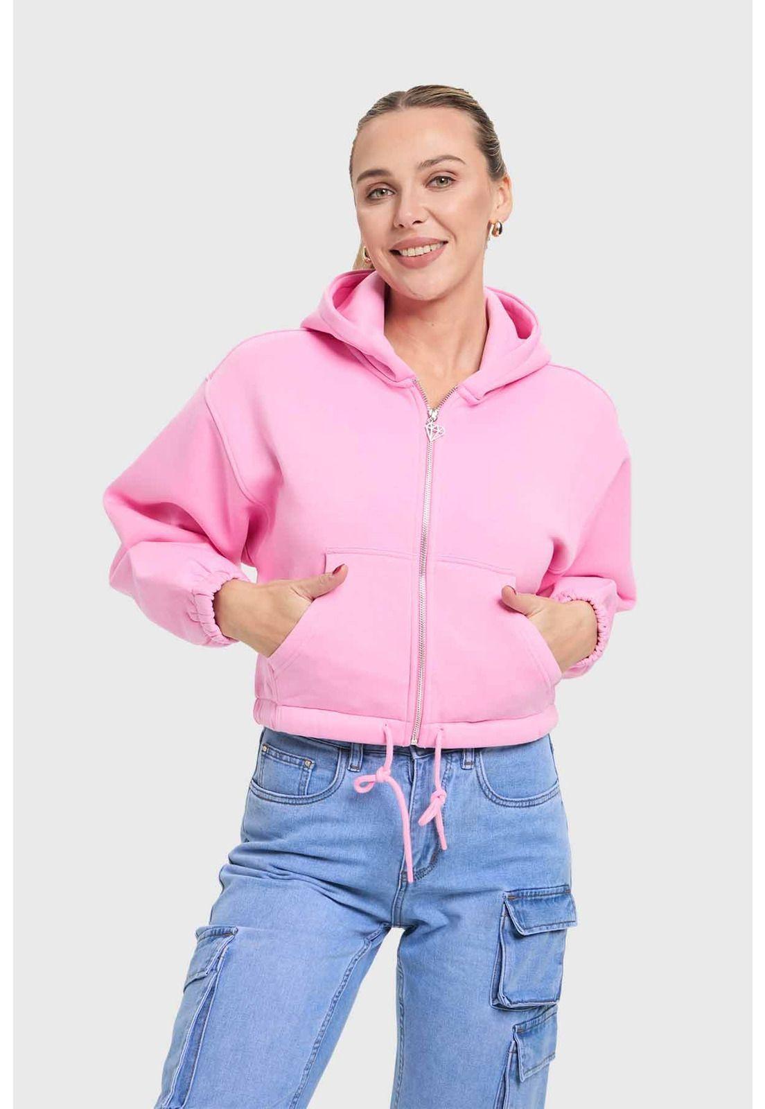 Polerón Mujer Crop Rosado-1